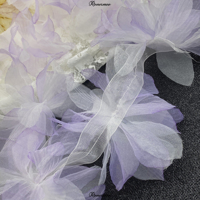 10 jardów Gradient Organza z 3D kwiatami - koronkowe wykończenia do DIY, handmade obuwia, damskich kapeluszy i ozdób do ciast - Wianko - 15