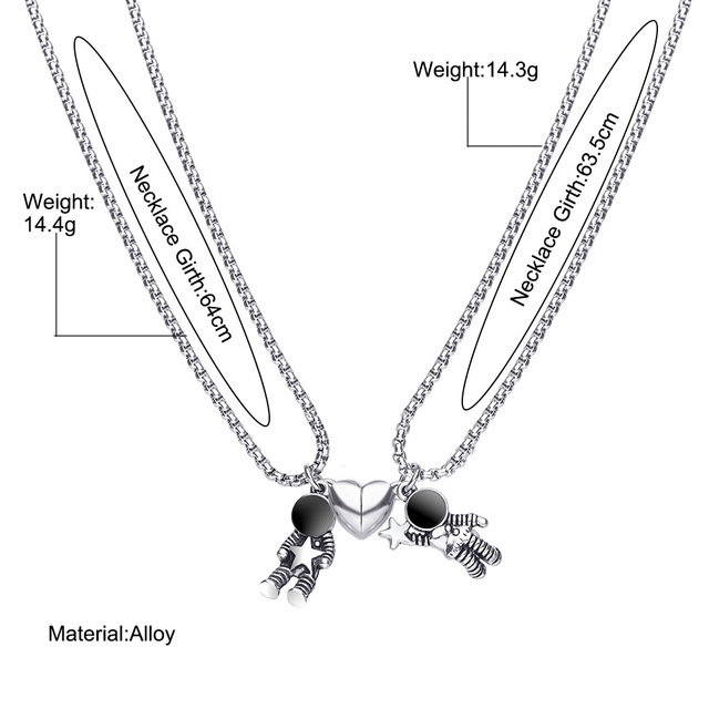 Naszyjnik z wisiorkiem Love dla kobiet - personalizowany, prosty, kreatywny, inspirowany astronautą, idealny na Walentynki - Wianko - 2