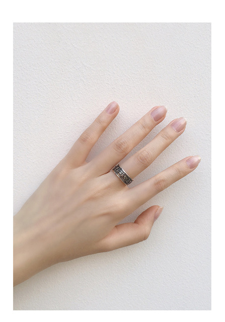 Pierścień Kinel 100% prawdziwe srebro 925 biżuteria fortune - otwarty pierścień Sutra serca dla mężczyzn i kobiet - Wianko - 6