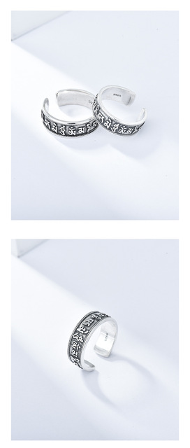 Pierścień Kinel 100% prawdziwe srebro 925 biżuteria fortune - otwarty pierścień Sutra serca dla mężczyzn i kobiet - Wianko - 10