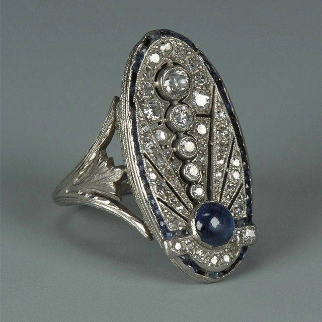 Luksusowy pierścionek Vintage Huitan z wydrążonym wzorem dla kobiet - Retro akcesorium biżuteryjne na przyjęcia - Wianko - 1