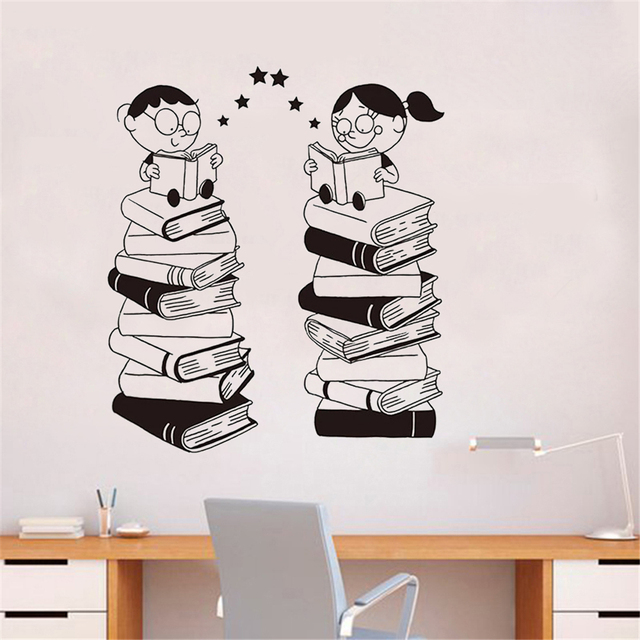 Dziecięca książka do czytania z naklejkami Cartoon Classroom - dekoracja ściany w postaci wielkiej wymiennej winylowej książki z biblioteką dla dzieci (model HJ0358) - idealna dekoracja sypialni szkolnej - Wianko - 5
