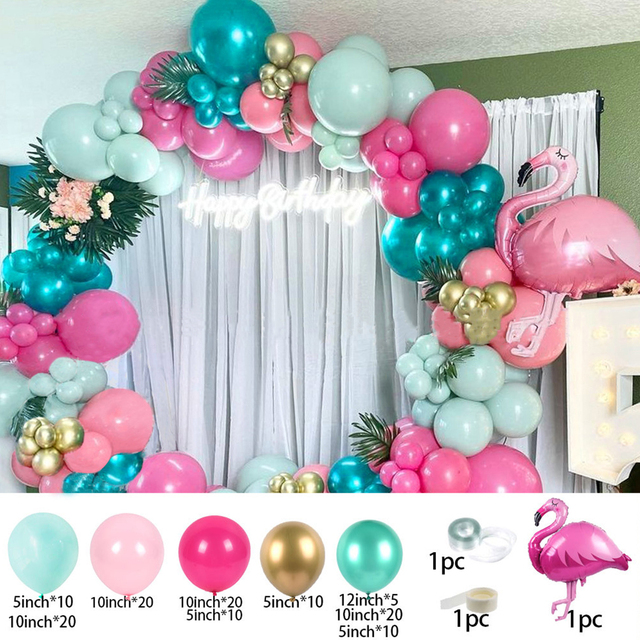 Balony z motywem flaminga na dekorację urodzinową i przyjęcie - zestaw łuk girlandy hawajskiego wesela i urodzin Aloha - Wianko - 1