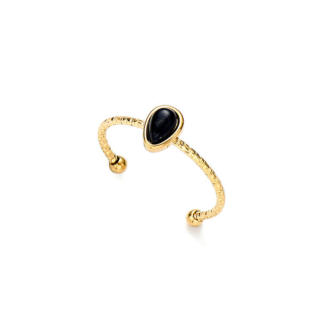 Regulowany pierścień ze stali nierdzewnej z kamieniami Vintage - złoty, cienki, otwarty koło, biżuteria Boho - Wianko - 6