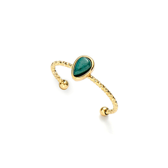 Regulowany pierścień ze stali nierdzewnej z kamieniami Vintage - złoty, cienki, otwarty koło, biżuteria Boho - Wianko - 5