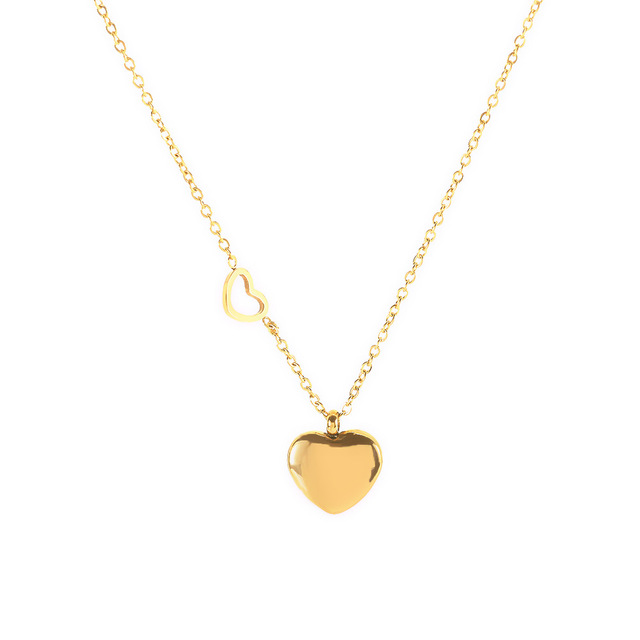 Naszyjnik MEYRROYU ze stali nierdzewnej - wisiorek w kształcie serca, złoty kolor, cienki łańcuszek - Romantyczny prezent 2021 - Wianko - 5
