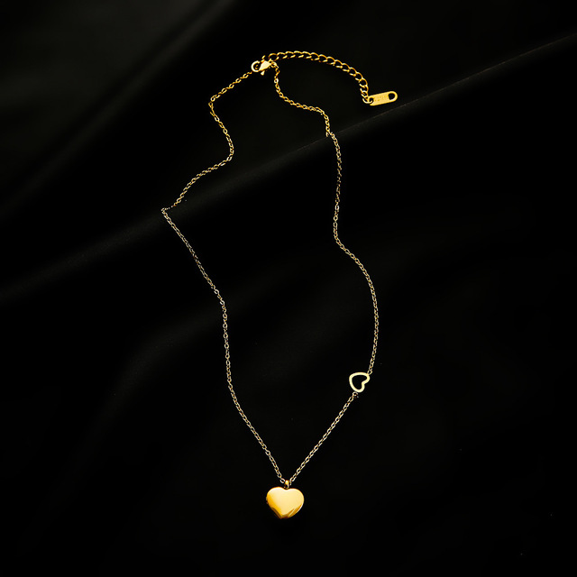 Naszyjnik MEYRROYU ze stali nierdzewnej - wisiorek w kształcie serca, złoty kolor, cienki łańcuszek - Romantyczny prezent 2021 - Wianko - 4
