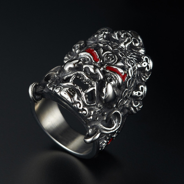 Retro pierścień z motywem Buddy, czaszki i wzoru punkowego dla mężczyzn i kobiet, biżuteria nostalgiczna w stylu Boho - Wianko - 3
