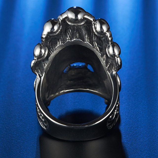 Retro pierścień z motywem Buddy, czaszki i wzoru punkowego dla mężczyzn i kobiet, biżuteria nostalgiczna w stylu Boho - Wianko - 5