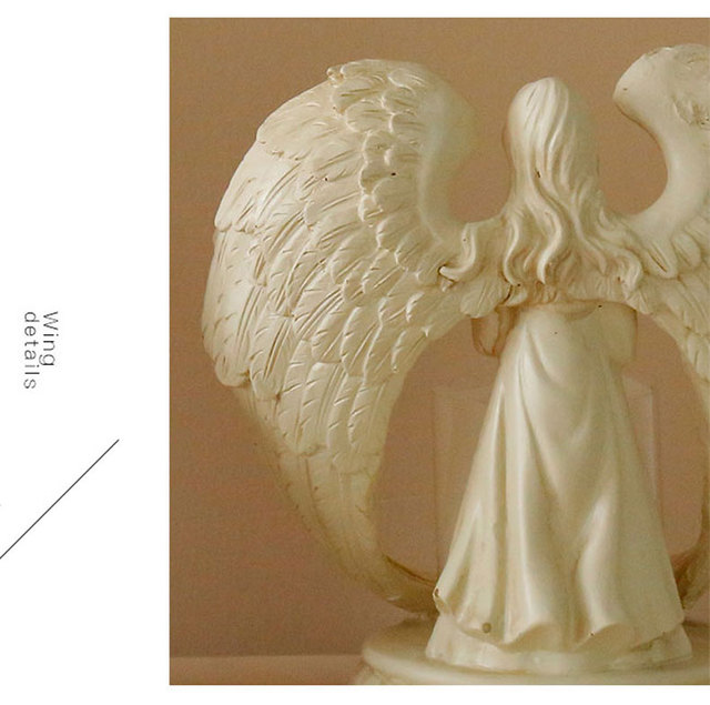 Świecznik z elektroniczną świecą w stojaku - dekoracyjny element do domu, hotelu, kościoła, o motywie anioła, nawiązujący do retro stylu, idealny na wesele i inne uroczystości religijne - Wianko - 5