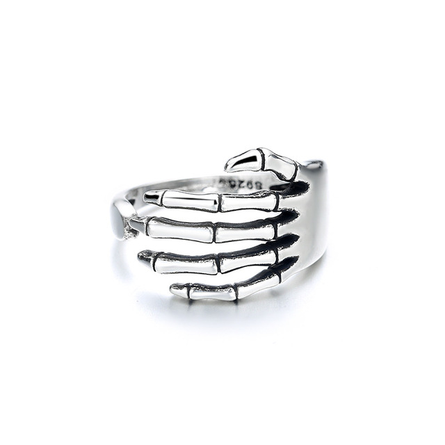 Pierścionek serce w antycznym srebrnym kolorze z punkowymi, gotyckimi pierścieniami - biżuteria dla par na Halloween - Wianko - 100