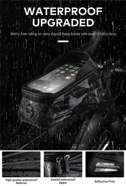 Wodoodporna torba rowerowa WEST BIKING 7.0 Cal z ekranem dotykowym do telefonu, na przednią ramę MTB Road Bike - Wianko - 5