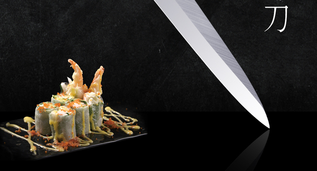 Japoński Sashimi nóż kuchenny IK 9 o długości 10, 11 cali z ostrzem ze stali nierdzewnej 5Cr15, rękojeść z ABS do filetowania łososia i krojenia sushi - Wianko - 2