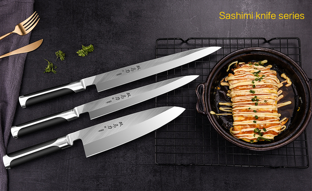 Japoński Sashimi nóż kuchenny IK 9 o długości 10, 11 cali z ostrzem ze stali nierdzewnej 5Cr15, rękojeść z ABS do filetowania łososia i krojenia sushi - Wianko - 5