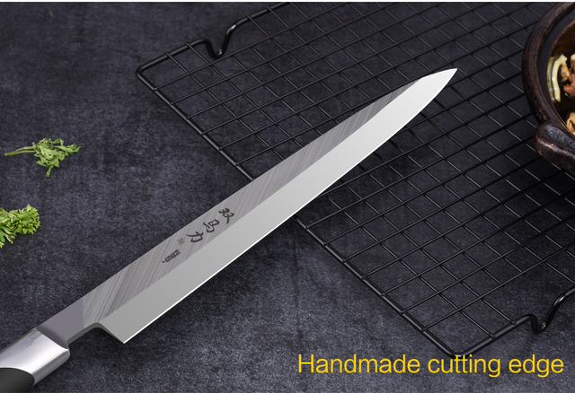 Japoński Sashimi nóż kuchenny IK 9 o długości 10, 11 cali z ostrzem ze stali nierdzewnej 5Cr15, rękojeść z ABS do filetowania łososia i krojenia sushi - Wianko - 10