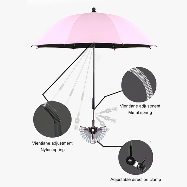 Regulowany parasol przeciwsłoneczny z odpinanym pokrowcem na wózek dziecięcy - ochrona przed promieniami UV i deszczem - Wianko - 10