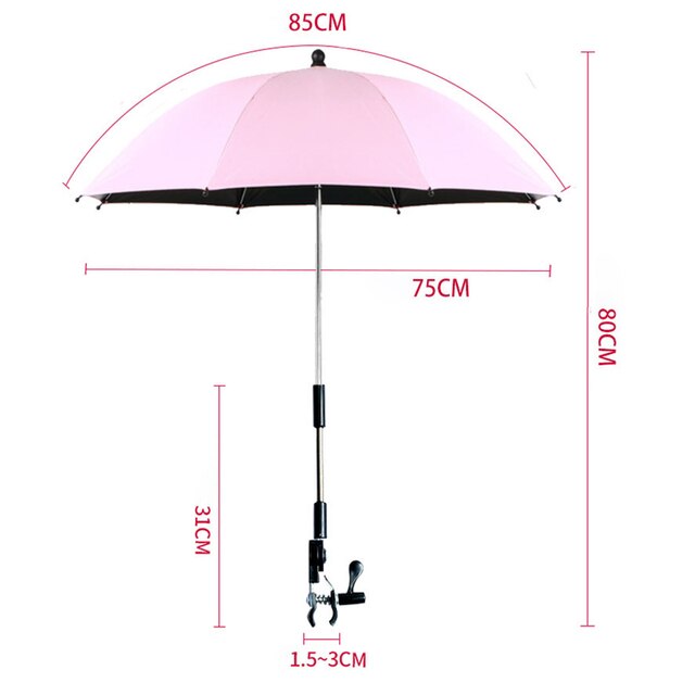 Regulowany parasol przeciwsłoneczny z odpinanym pokrowcem na wózek dziecięcy - ochrona przed promieniami UV i deszczem - Wianko - 2