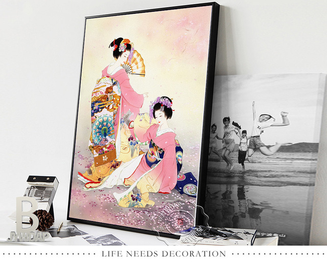 Plakat wystawowy Haruyo Morita - Kimono dziewczyna, obraz w stylu tradycyjnej Japonii naklejka ścienno-dekoracyjna - Wianko - 4