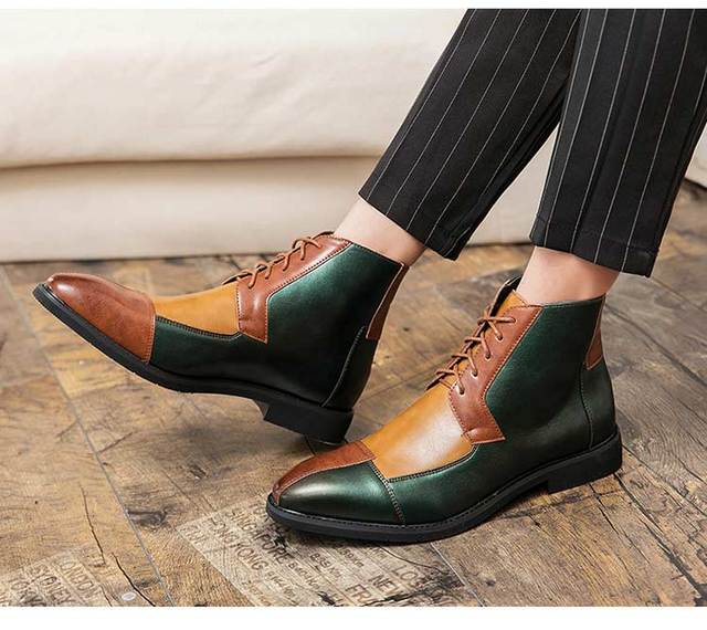 Wysokiej jakości męskie buty Jesień/Zima z klamrą Chelsea, rozmiar 47/48 w kolorze zielonym z modnymi botkami Vintage - Wianko - 37