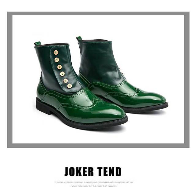 Wysokiej jakości męskie buty Jesień/Zima z klamrą Chelsea, rozmiar 47/48 w kolorze zielonym z modnymi botkami Vintage - Wianko - 5