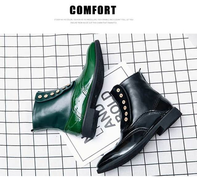 Wysokiej jakości męskie buty Jesień/Zima z klamrą Chelsea, rozmiar 47/48 w kolorze zielonym z modnymi botkami Vintage - Wianko - 4