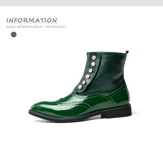 Wysokiej jakości męskie buty Jesień/Zima z klamrą Chelsea, rozmiar 47/48 w kolorze zielonym z modnymi botkami Vintage - Wianko - 3