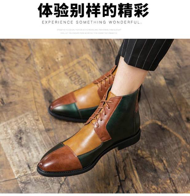 Wysokiej jakości męskie buty Jesień/Zima z klamrą Chelsea, rozmiar 47/48 w kolorze zielonym z modnymi botkami Vintage - Wianko - 40