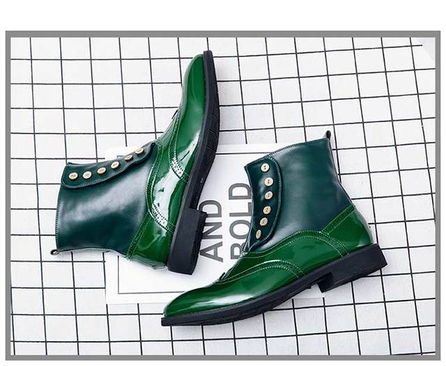 Wysokiej jakości męskie buty Jesień/Zima z klamrą Chelsea, rozmiar 47/48 w kolorze zielonym z modnymi botkami Vintage - Wianko - 7