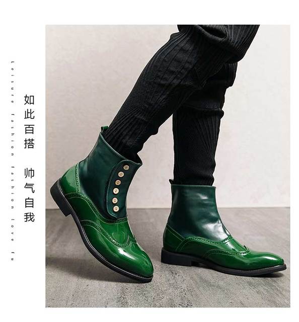 Wysokiej jakości męskie buty Jesień/Zima z klamrą Chelsea, rozmiar 47/48 w kolorze zielonym z modnymi botkami Vintage - Wianko - 11