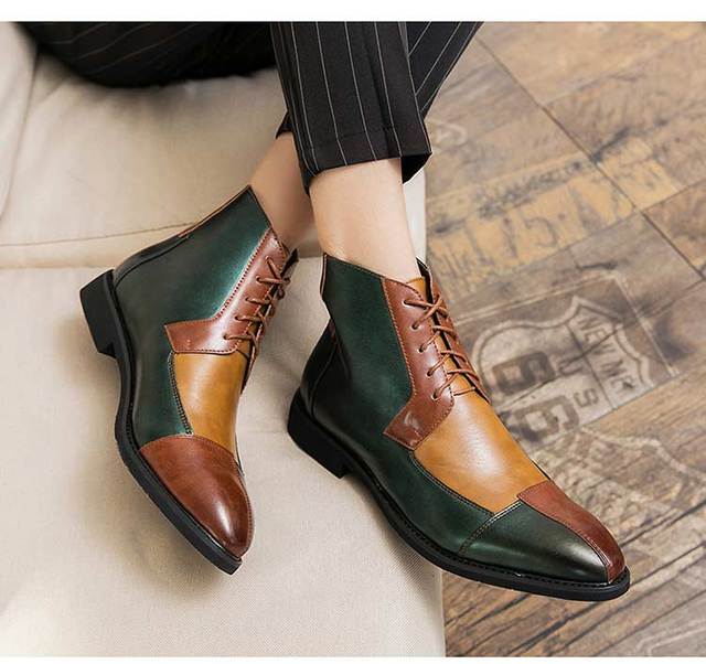 Wysokiej jakości męskie buty Jesień/Zima z klamrą Chelsea, rozmiar 47/48 w kolorze zielonym z modnymi botkami Vintage - Wianko - 38