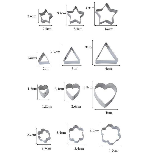 Foremka do wykrawania ciasteczek z nierdzewnej stali w kształcie serca, gwiazdy, trójkąta i elipsy - 24 sztuki w pudełku DIY - Wianko - 5