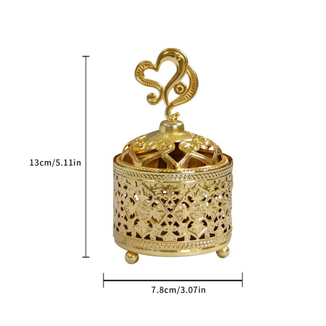 Kadzidło palnik w stylu europejskim z krytym metalowym ornamentem - złoty, delikatny (Tytuł finalny) - Wianko - 13