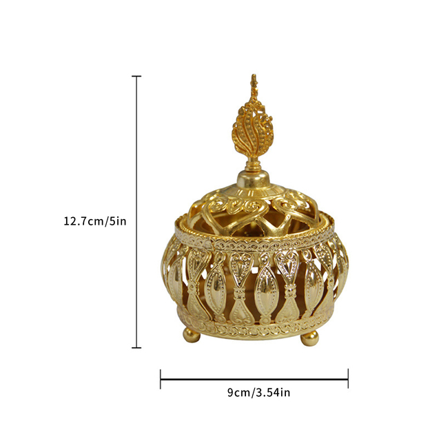 Kadzidło palnik w stylu europejskim z krytym metalowym ornamentem - złoty, delikatny (Tytuł finalny) - Wianko - 14