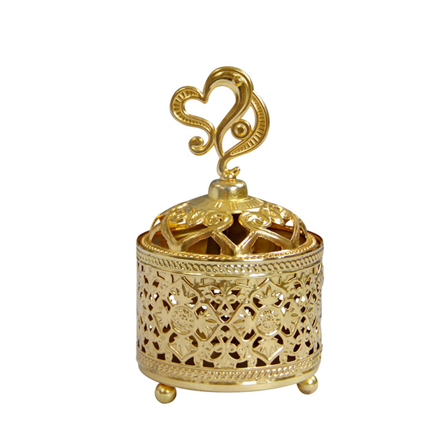 Kadzidło palnik w stylu europejskim z krytym metalowym ornamentem - złoty, delikatny (Tytuł finalny) - Wianko - 1