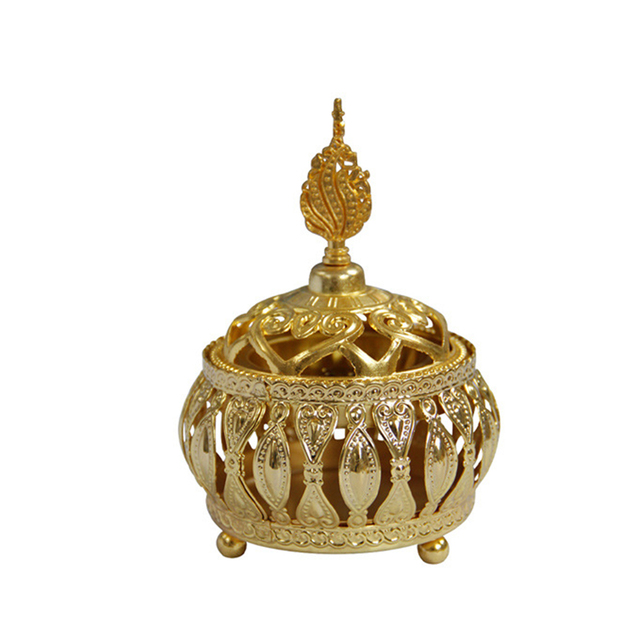 Kadzidło palnik w stylu europejskim z krytym metalowym ornamentem - złoty, delikatny (Tytuł finalny) - Wianko - 5