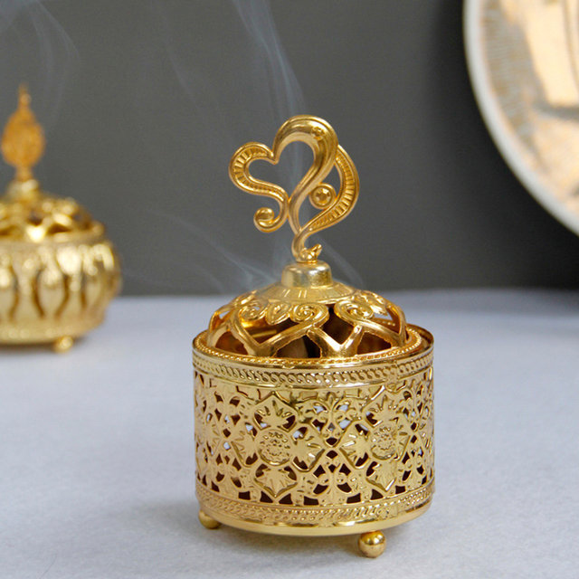 Kadzidło palnik w stylu europejskim z krytym metalowym ornamentem - złoty, delikatny (Tytuł finalny) - Wianko - 8