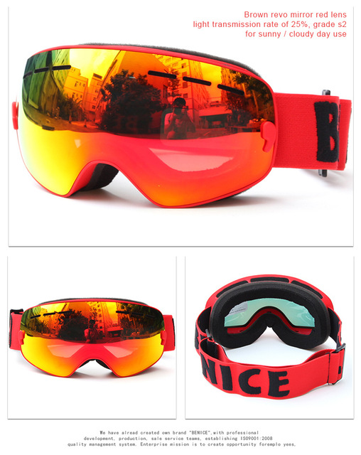 Gogle narciarskie Benice Kids dla dzieci z soczewkami sferycznymi, UV400, przeciwmgielne, dla chłopców i dziewczynek - Wianko - 9