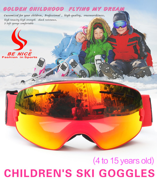 Gogle narciarskie Benice Kids dla dzieci z soczewkami sferycznymi, UV400, przeciwmgielne, dla chłopców i dziewczynek - Wianko - 3