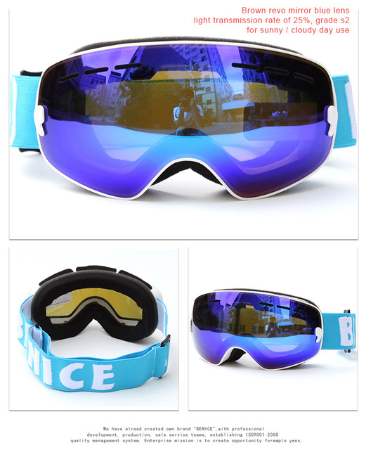 Gogle narciarskie Benice Kids dla dzieci z soczewkami sferycznymi, UV400, przeciwmgielne, dla chłopców i dziewczynek - Wianko - 11