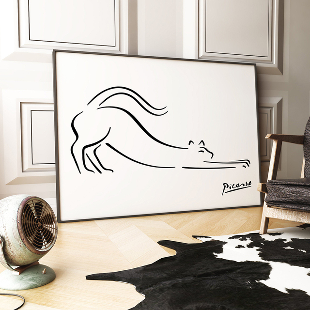 Streszczenie malarstwa ścian w stylu vintage - Pablo Picasso wystawa - sztuka Nordic do salonu - Wianko - 3
