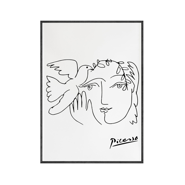 Streszczenie malarstwa ścian w stylu vintage - Pablo Picasso wystawa - sztuka Nordic do salonu - Wianko - 7