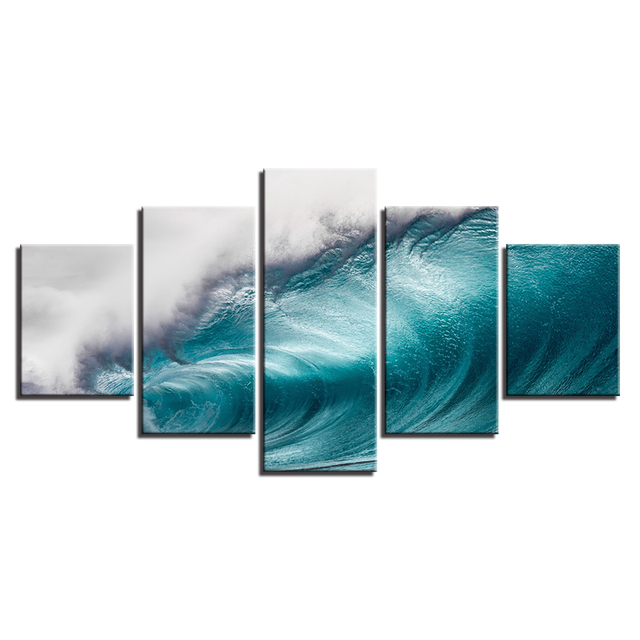 Nowoczesne obrazy na płótnie: 5 sztuk zdjęć morskich fal Oceanu - Wall Art, wydruki HD - Wianko - 4