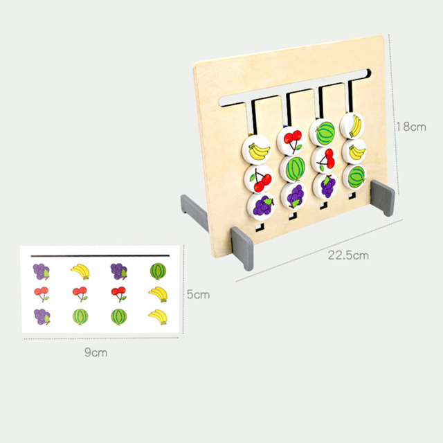 Drewniana planszówka edukacyjna z parującymi owocami dla dzieci - podwójne kolory - Wianko - 18