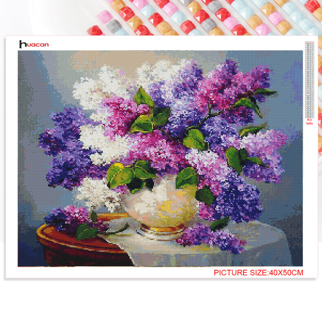 Obraz Diamentowy Haftowany Kwiat Liliowy - Huacan 5D Pełna Kwadratowa Mozaika - Wianko - 3