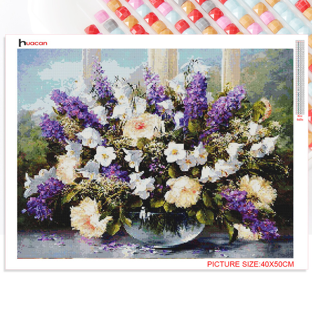 Obraz Diamentowy Haftowany Kwiat Liliowy - Huacan 5D Pełna Kwadratowa Mozaika - Wianko - 5