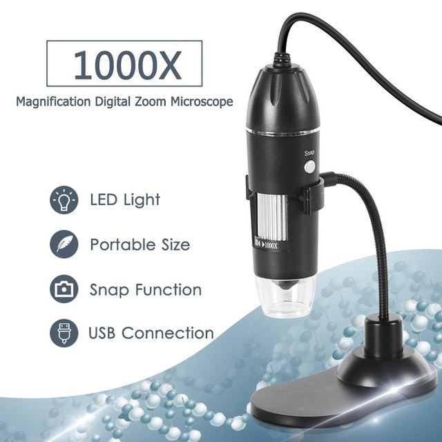 Cyfrowy mikroskop USB z funkcją zoomu i kamerą, lupa z podświetlanym szkłem o powiększeniu 1000x z uchwytem i podstawą - Wianko - 10