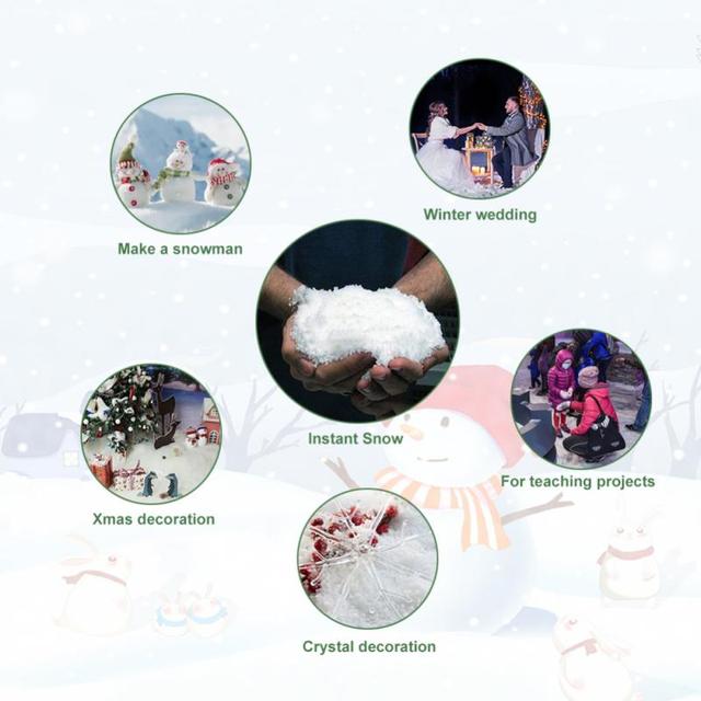 Instant Snow Powder - sztuczne chłonne płatki śniegu do ozdób świątecznych i dekoracji domu oraz ślubnych - Wianko - 5