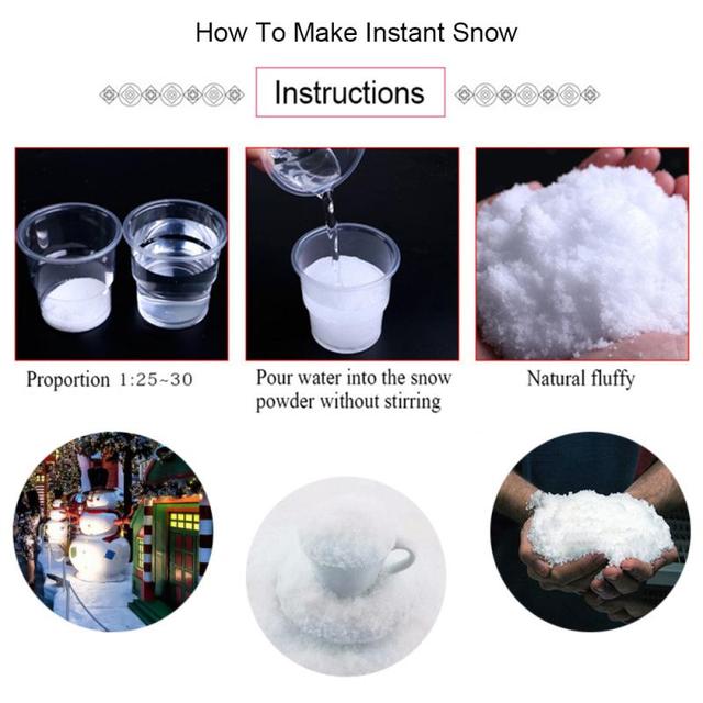 Instant Snow Powder - sztuczne chłonne płatki śniegu do ozdób świątecznych i dekoracji domu oraz ślubnych - Wianko - 6