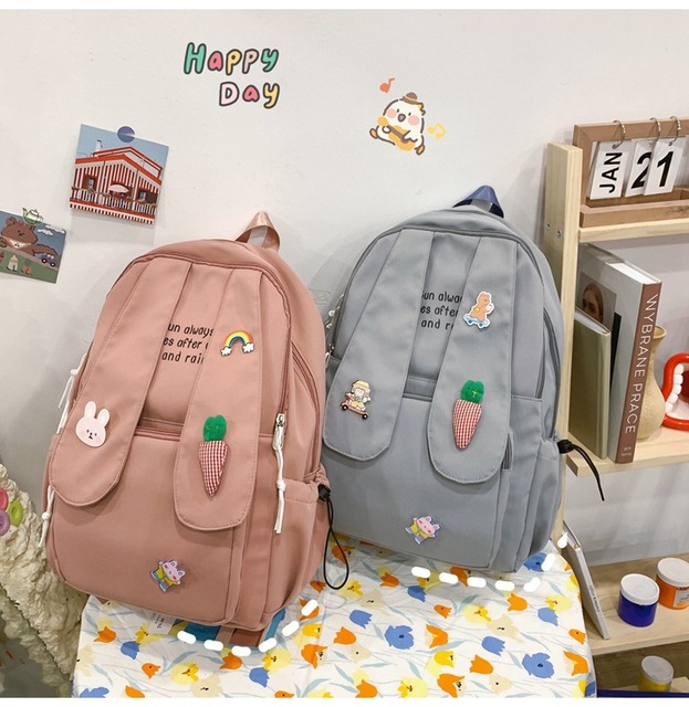 Plecak z długimi uszami królika Kawaii dla dziewczyn i kobiet, w stylu Cartoon Anime Bunny Ear, idealny dla nastolatek i studentek - Wianko - 12