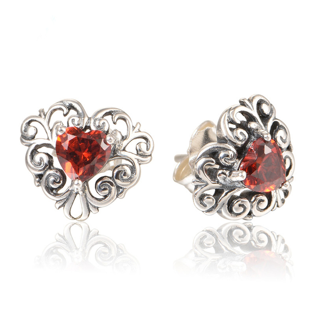Srebrne kolczyki w kształcie serca - eleganckie biżuteria ślubna dla kobiet - ER1055 - Wianko - 1